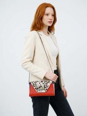Soruka Secret Recycled Leather Clutch Wallet with Cowhide Print Flap